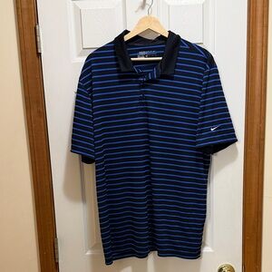 Nike Men's Black and Blue Polo Shirt